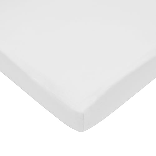 Image of TL Care 100% Natural Cotton Jersey Knit 18" x 36" Cradle/Bassinet Sheet - Fitted, White, Soft Breathable, for Boys and Girls