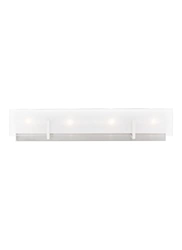 Image of Generation Lighting 4-Light Syll Bath Fixture Wall Lamp (Brushed Nickel) 4430804-962 | Bathroom Light Fixture for Home Decor | Vanity Light Fixture Uses Candelabra E12 Standard or LED Light Bulbs
