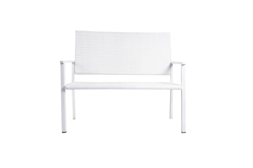 Image of Amazon Brand - Solimo Rattan and Wicker 2 Seater Garden Bench | Durable Outdoor Park Bench for Balcony Patio Terrace, Living Room | Ideal Indoor and Outdoor Seating Furniture (White)