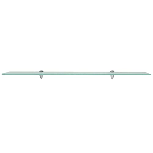 Image of Floating Shelf, Clear Tempered Safety Glass, 39.4x7.9 Inch Rectangular Wall Mounted Display for Living Room, Bedroom, Bathroom Decor, Sturdy Modern Storage Solution