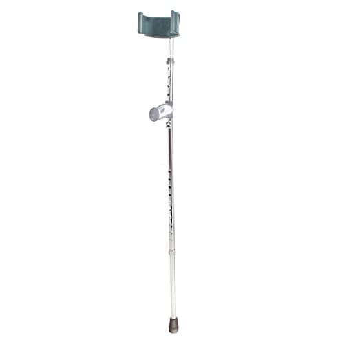 QUIRUMED Muleta de Aluminio con codera, Altura Regulable, Ajuste doble, Muleta adulto, Ortopédica, Ligera, Mango ergonómico, Contera antideslizante, Color gris