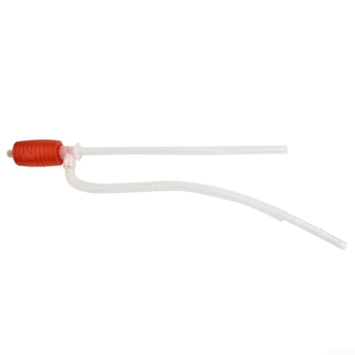 Bomba de sifón manual para transferencia de líquido, aceite, agua y combustible con manguera, material plástico rojo y blanco