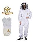 Buzz Beekeeping Supplies Guantes profesionales de apicultura y piel de cabra (1 par) de velo de esgrima autoportante y cremalleras de metal YKK,