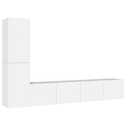 Augerqir Juego de 4 muebles para TV de madera con mucho espacio de almacenamiento, 2 unidades de 80 x 30 x 30 cm, 2 de 30,5 x 30 x 60 cm, para colgar, ideal para salón, con puertas y práctico manejo