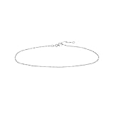 14K Yellow Gold 10' 0.95mm 3-Flat Stations Diamond Cut Barel Anklet. Adjustable Length [1.83 grams]