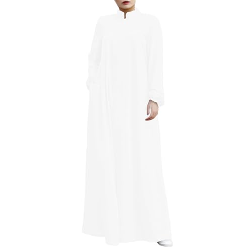 Image of Womens Abaya Muslim Long Sleeve Front Zipper Dress Prayer Islamic Clothes with Pockets