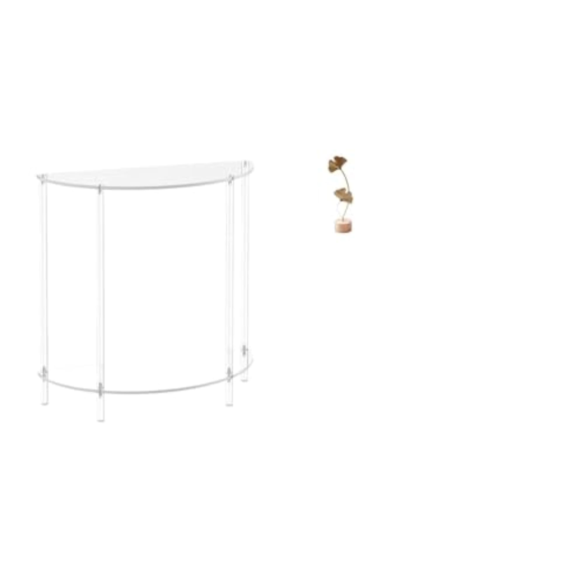 Acrylic Leaf Side Table with Metal Leaf Sculpture