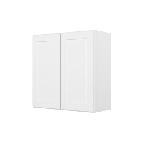 Image of Furinno Shaker Wall Kitchen Cabinet 2-Doors-2 Shelves, Ready to Assemble, 12 D x 30 W x 30 H, White