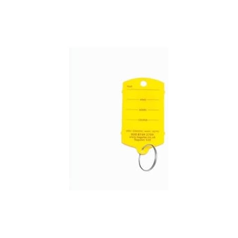 Key tags - Vehicle plastic key tags (200) with metal split rings - In 5 (Yellow) Cover