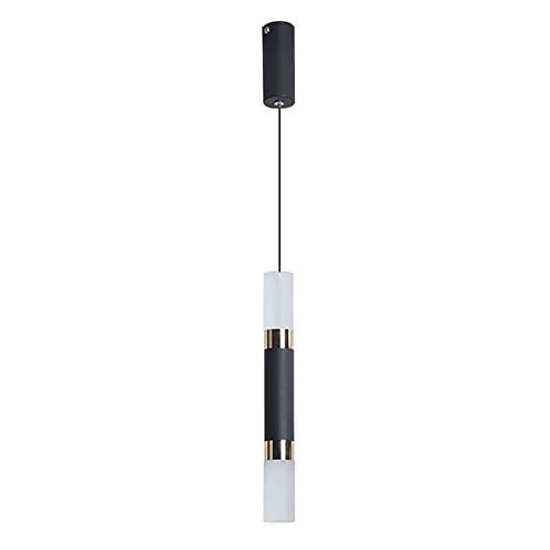 Chandelier LED suspendu noir à tube cylindrique pour éclairage de restaurant