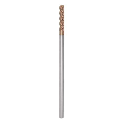 Image of HARFINGTON Micro Grain Carbide Square End Mill 5 /32 inch x 13 /16 inch (4mm x 21mm) Cut 5 /32 inch (4mm) Shank 4 inch (100mm) Length AlTiN Coated 4 Flutes Square Nose Cutter for Alloy Steel Hardened Steel