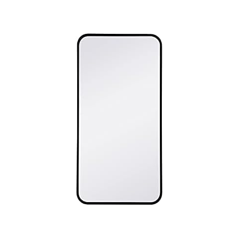 Elegant Decor Evermore 18x36 Soft Corner Metal Rectangular Mirror in Black Cover
