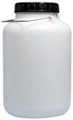 HELGUEFER - Bidon Agua 5L Boca Ancha| Deposito Agua de Plástico PEHD | Apto Uso Alimentario | Bidon Resistente y Reutilizable | Contenedor Redondo con Asa Metálica y Tapa