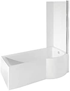 VBChome Eckbadewanne 150x75cm Mit Duschabtrennung - Acryl Set Links