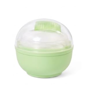baby powder puff with container | transparent twist-open lid, for sensitive skin, lightweight & compact, even powder application, mess-free design
