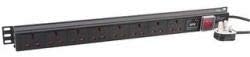 Lms Data PDU-8WS-V-SP-1U - 8 Way Vertical PDU with Surge Protected UK Plug, 1.8m, Black (PDU-8WS-V-SP-1U)