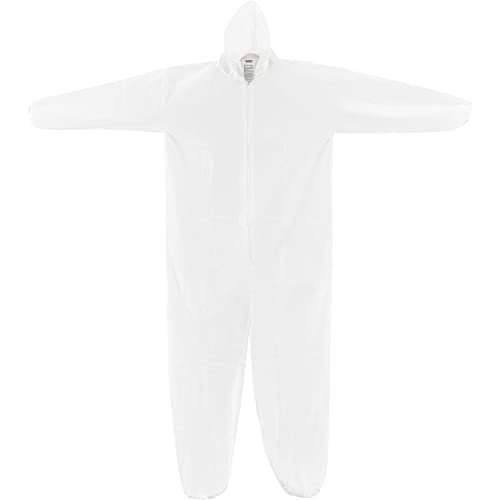 Global Industrial Disposable Microporous Coverall Elastic Wrists/Ankles Hood White XL 25/Case