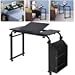 QUEWATSA Overbed Table,Mobile Computer Desk,Standing Laptop Desk Rolling Table,Adjustable Computer Desk Cart,Home Desk with Wheels and Bookshelves for Home Office Classroom