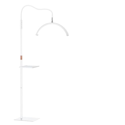 Mznoo Lash Light, Half Moon Lamp with Tool Tray, LED Moon Light for Eyelash Extensions, Flexible and Adjustable Color Modes, Suitable for Beauty Salons and Beginner DIY (White)