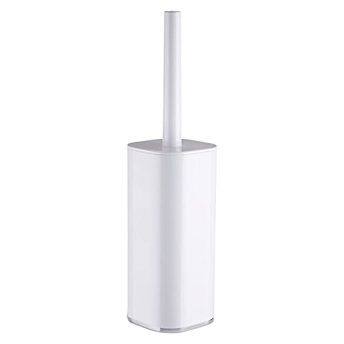 White Acrylic Toilet Brush Holder - Slim Bathroom Cleaning Brush - Lightweight Design - Premier Housewares