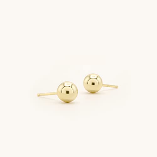 Lavishe 14K Gold Plated 925 Sterling Silver Bead Round Ball Earrings Studs 6Mm #TOP2