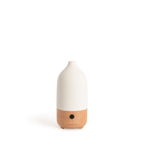 CREATE/AROMA CERAMIC/Difusor de aromas y mini humidificador con luz blanco roto/Depósito 100 ml, para estancias hasta 20-35 m², 7 colores de luces LED, función aromaterapia, 5W