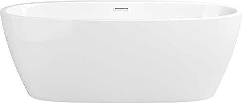 PROFLO PFFSO6731 Cornwall 67" Free Standing Acrylic Soaking Tub with Center Drain, Drain Assembly, and Overflow - White