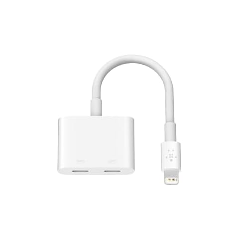 Belkin Rockstar Audio + Charge - Lightning Cable & iPhone Charger Adapter - Audio Phone Charger - Compatible W/ iPhone 14, iPhone 13, iPhone 12 & All Models W/ Lightning Port Cover