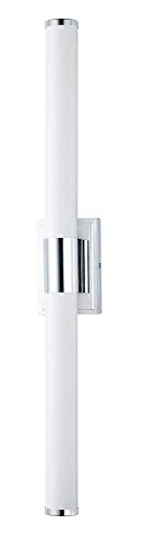 Image of Maxim Lighting Optic 36 inch 2-Light Bath Vanity Light | Polished Chrome Aluminum Finish | White Glass Shade | Transitional Indoor Light Fixture | Ideal for Bathrooms & Powder Rooms | 52117WTPC