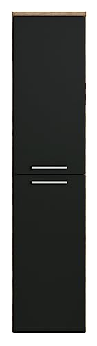 Badplaats B.V. Saturnus Opbergkast, hoogte 130 cm, eiken en kastanje met matzwart, opbergkast, hoge kolomkast - Afbeelding 4