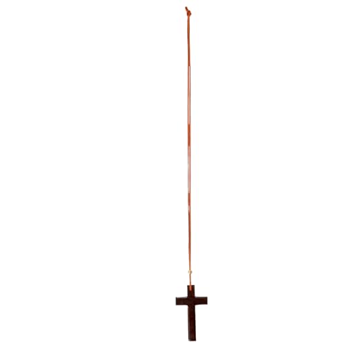 Milisten Colgante para Espejo Retrovisor de Coche Cruz de Madera Artesanal Marrón, Adorno Decorativo Minimalista, Accesorio Colgante para Interior de Automóvil, Cadena Cruzada, Amuleto