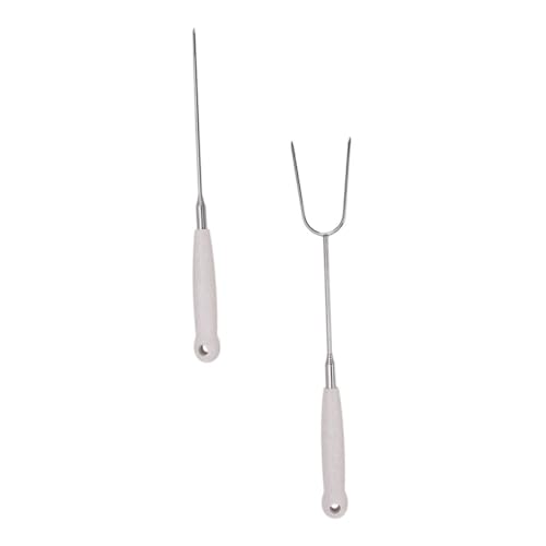 OFFSCH 2 Pcs Telescopic Stainless Steel Bbq Forks for Outdoor Grilling Durable Food Forks with Smooth Edges for Meat Vegetables and Fish Easy to Clean and Reusable Barbecue Tools