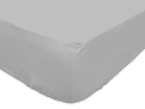 Soleil d'Ocre 613825 Drap Housse Coton 57 Fils Gris 190 x 140 cm Cover