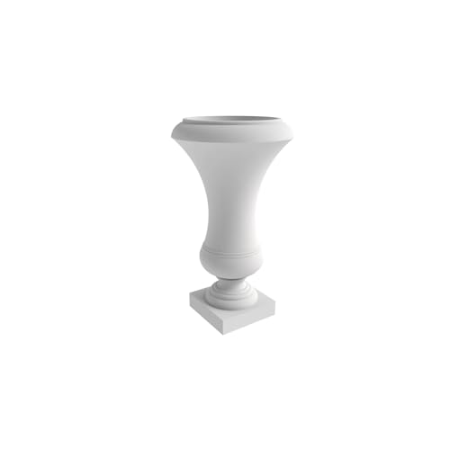 HomeStock Suburban Sophistication Poly Fiberstone Planter in White, 24.5 x 14.3 x 14.3 Inches, Sleek Urn Design, Weather-Proof, Lightweight and Durable for Indoor/Outdoor Use