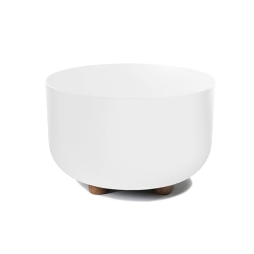 LAMELA Pot de Fleurs Rond sur Pieds - Plastique Robuste - Ø 27 cm x H 17 cm, 7,4 L - Résistant et Facile d'entretien - Intérieur et Extérieur - Blanc