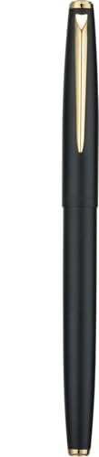 Image of GOLD LEAF Jinhao 911 Matte Black Fountain Pen - Extra Fine Nib, Classic Metal Body, Smooth Writing with Ink Converter. (Matt Black With Gold Clip)