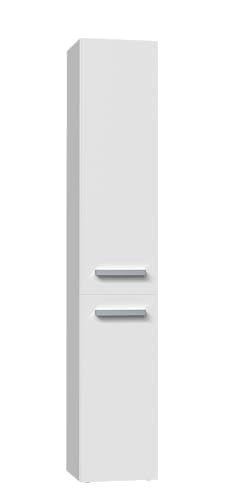 CDF Bad Hochschrank 174 cm Badezimmerschrank mit Langer Tür hoher Stauraum schmaler Standschrank modern holzoptik Aufbewahrung - Weiß