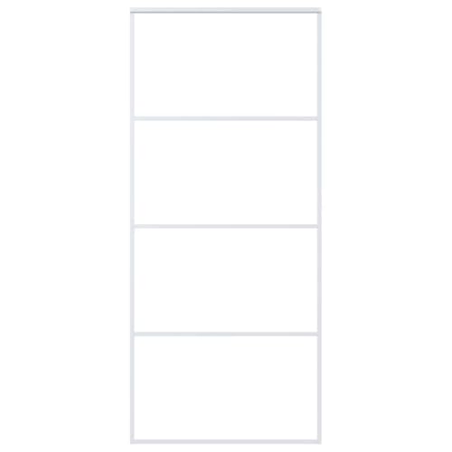 vidaXL Puerta Corredera Herrajes Entrada Corrediza Deslizante Cuarto de Baño Salón Sala de Estar Habitación ESG Vidrio y Aluminio Blanca 90x205 cm