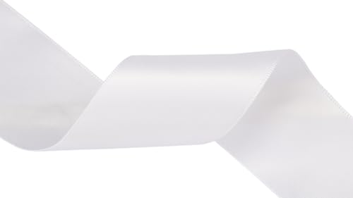 Zofrud White Satin Ribbon 38mm x 9 Meters - Ideal for Crafts Gift Wrapping, Flower Bouquet, and Weddings, 38mm x 9M - Image 3