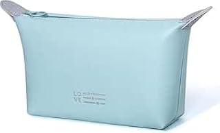 شنطة أدوات الزينة للنساء لمستحضرات التجميل والسفر من جلد صناعي مقاوم للماء شنطة غسيل محمولة للرجال والنساء - أزرق ( Baby Blue)