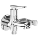 stainless steel 2-way bib cock tap with dual outlet & wall flange for health faucet, hand shower & washing machine | dual control wall mounted water tap with mirror chrome finish