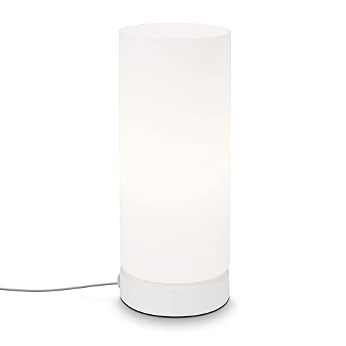 BRILONER - Lámpara de mesa, incluye interruptor de cable, 1 bombilla E14, 25 W, lampara de mesa, lamparas de mesita de noche, lampara mesita, lampara lectura, lampara escritorio, 10x25cm, Blanco