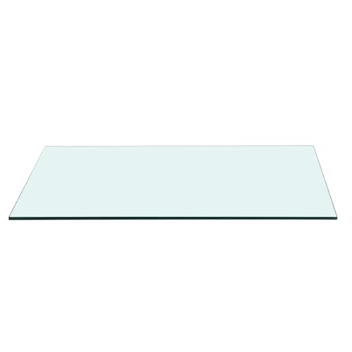 Image of Tempered Glass Square Table Top 47.2 * 23.6 Inch Diameter, 3 /8 Inch Thick, Heavy-Duty Safety Glass Circle for Dining Table, Desk, Patio Base Replacement-Clear