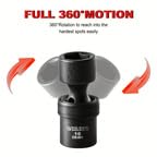Image of WIILDIS 19pcs 3 /8 inch Drive Impact Socket Set with CR-MO Swivel Sockets, Flexible Wobble Design, Metric 8-22mm, 6-Point, Includes Extension Bars & Adapter