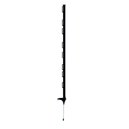Sandbaggy 4 ft Plastic Step in Electric Fence Posts - UV Resistant - Temporary or Semi-Permanent Fencing for Livestock, Grazing, Gardening - Lightweight, Adjustable Height (4 ft, Black, 20)