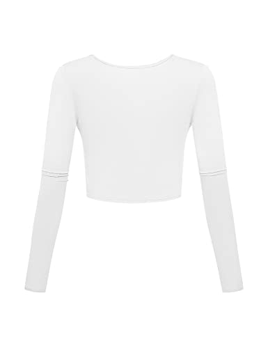 Kindcall V Neck Crop Tops Long Sleeve Shirts Slim Fit Base Layer for Women2