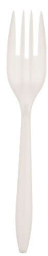 Crystalware FPPWP1000 Disposable Medium Weight PP Plastic Forks, White (Pack of 1000)
