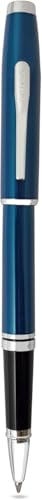 Image of Cross Coventry Blue Lacquer Rollerball Pen with Polished Chrome Trim - Refillable, Luxury Gift Box