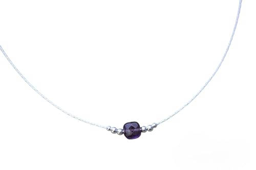 Collier argent massif véritable et perles améthystes naturelles pour femme