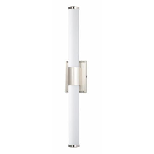 Image of Maxim Lighting Optic 30 inch 2-Light Bath Vanity Light | Satin Nickel Aluminum Finish | White Glass Shade | Transitional Indoor Light Fixture | Ideal for Bathrooms & Powder Rooms | 52116WTSN